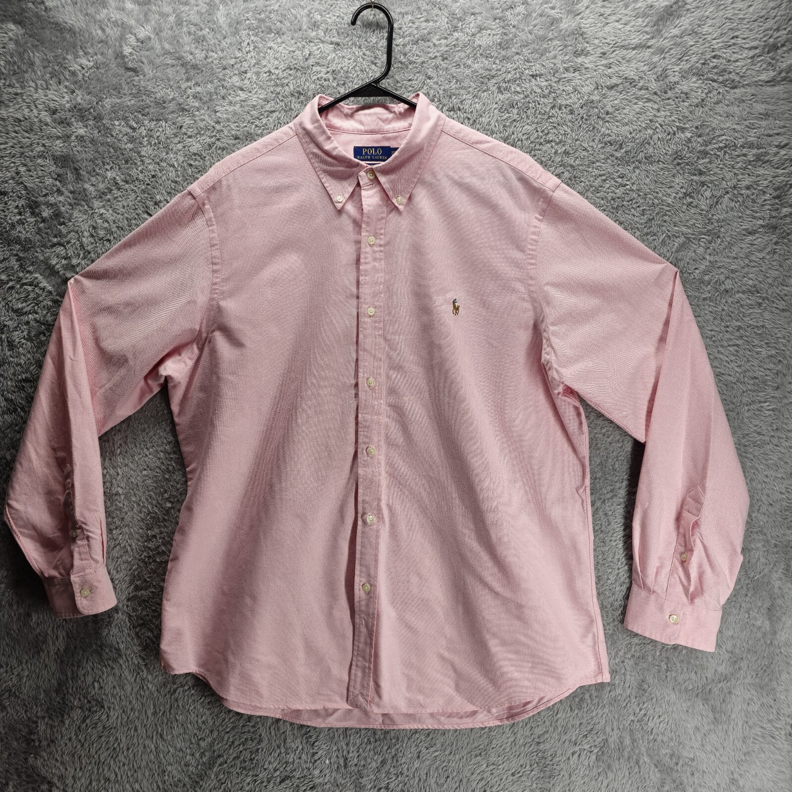 Polo Ralph Lauren camicia uomo 2XL rosa carne pony pesante LS camicia con bottoni