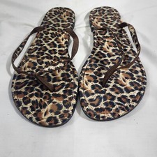 Leopard Print Flip Flops, Women's Size 10