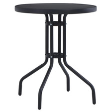 NNEVL Garden Table Black 60 cm Steel and Glass