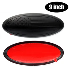 9inch Black American Flag Front Grille Rear Tailgate Oval Cover Emblem for F150
