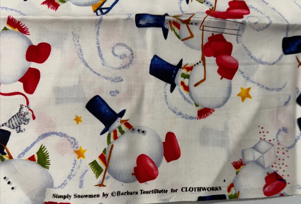 SIMPLY SNOWMEN by Barbara Tourtillotte CLOTHWORKS 19" x 44" Fabric Remnanent - Image 3 of 4