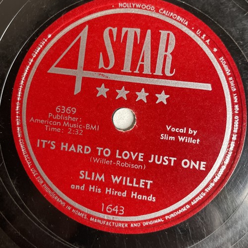 10" 78 RPM-Slim Willet-It's Hard to Love Just One/Little Bluebird Keeps Singing - Picture 3 of 4