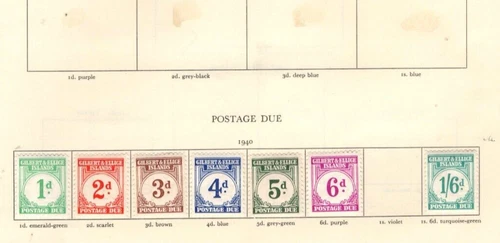 GILBERT AND ELLICE GEORGE 6TH 1940 POSTAGE DUES MINT