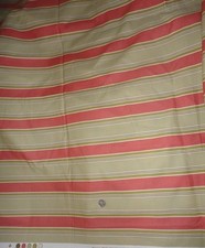 1 1/2 YARDS KAUFMANN STRIPED FABRIC GREEN MAUVE BROWN UPHOLSTERY / CURTAINS
