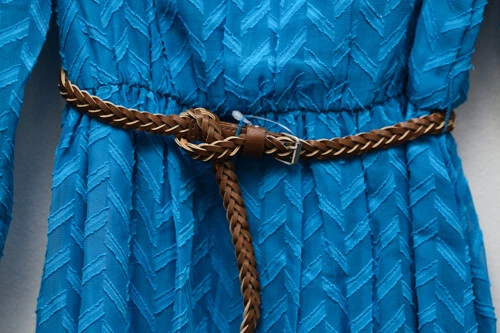 Vestido Emily West para niñas verde azulado con cuerda marrón hebilla de cinturón mangas cuartas talla 16 Foto 2 de 4