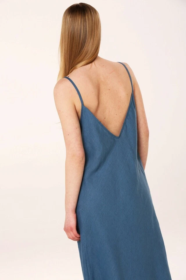 Camisón de lino, vestido de dormir, vestido de espalda en V profundo, lino suave lavado, vestido de noche Foto 4 de 4