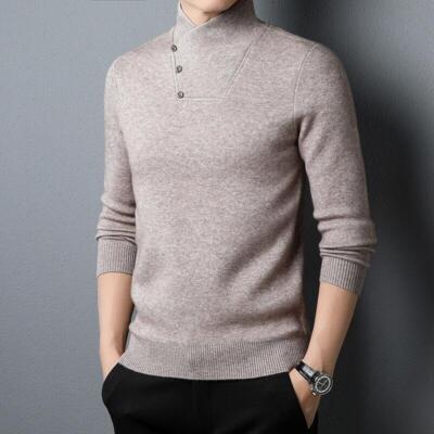 Men's Half Turtleneck Sweater Stand Collar Thick Base Long Sleeve Casual Tops 
