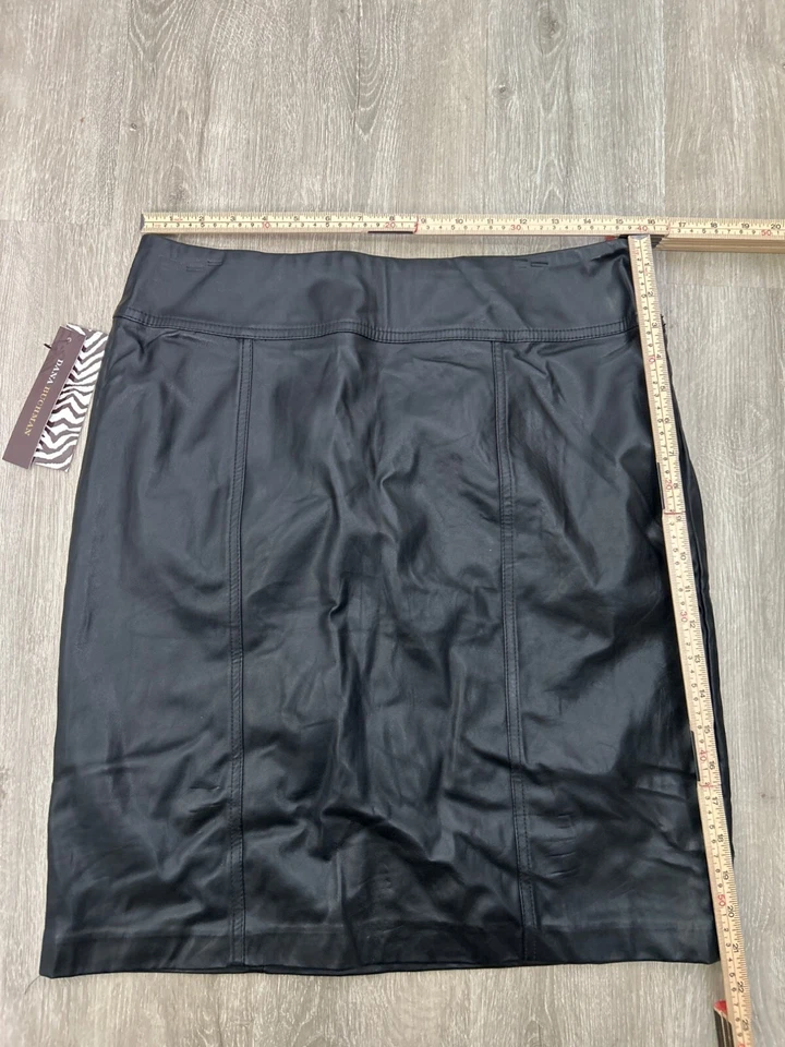 Falda Dana Buchman Mujer Talla 10 Negra Imitación Cuero Lápiz Mobwife Forrada Foto 2 de 4