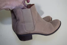 Lucky Brand Boots Womens 8.5 M Chelsea Booties Brown Leather Pull On Block Heels