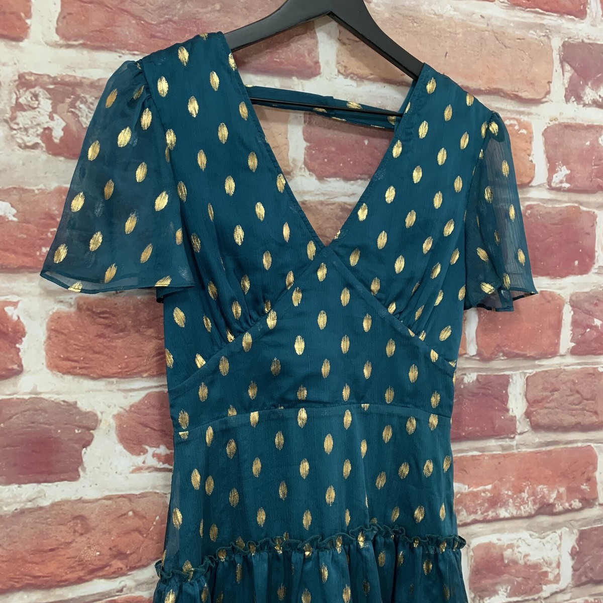 Francesca's Dress Womens Small Teal Blue Gold Foil Abstract Polka Dot Chiffon | eBay Francesca's Dress Womens Small Teal Blue Gold Foil Abstract Polka Dot Chiffon | eBay