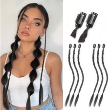 6PCS Braid Hair Extensions Clip in Hair Extensions Baby Braids Front Side Bang