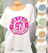 Italy Koszula damska z krótkim rękawem Biała Oversize Bawełna VINTAGE 1971 Neon 38,40, kl.42NOWA 