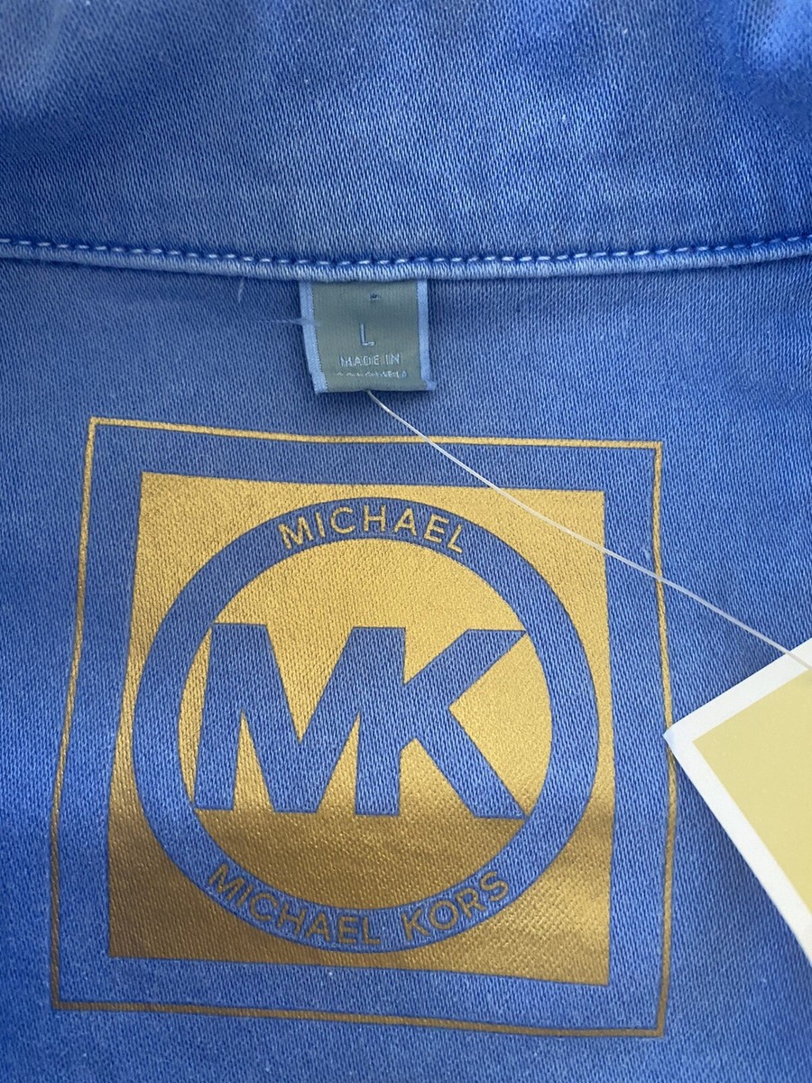 NWT $120 MICHAEL KORS Denim Jean Jacket MK Logo Gold Buttons