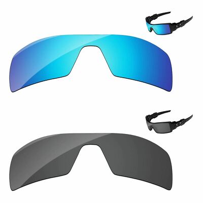 Lenslog Black & Ice Blue Polarized Replacement Lenses For-Oakley Oil Rig