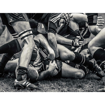 Wee Blue Coo Rugby Football Scrum Framed Art Print - 18x24 Inch Photo Poster, Ready To Hang - View #9