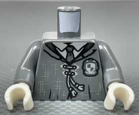 LEGO Minifigure Dark Bluish Gray Torso Robe Tie Hood White Shirt Sash Hashmarks