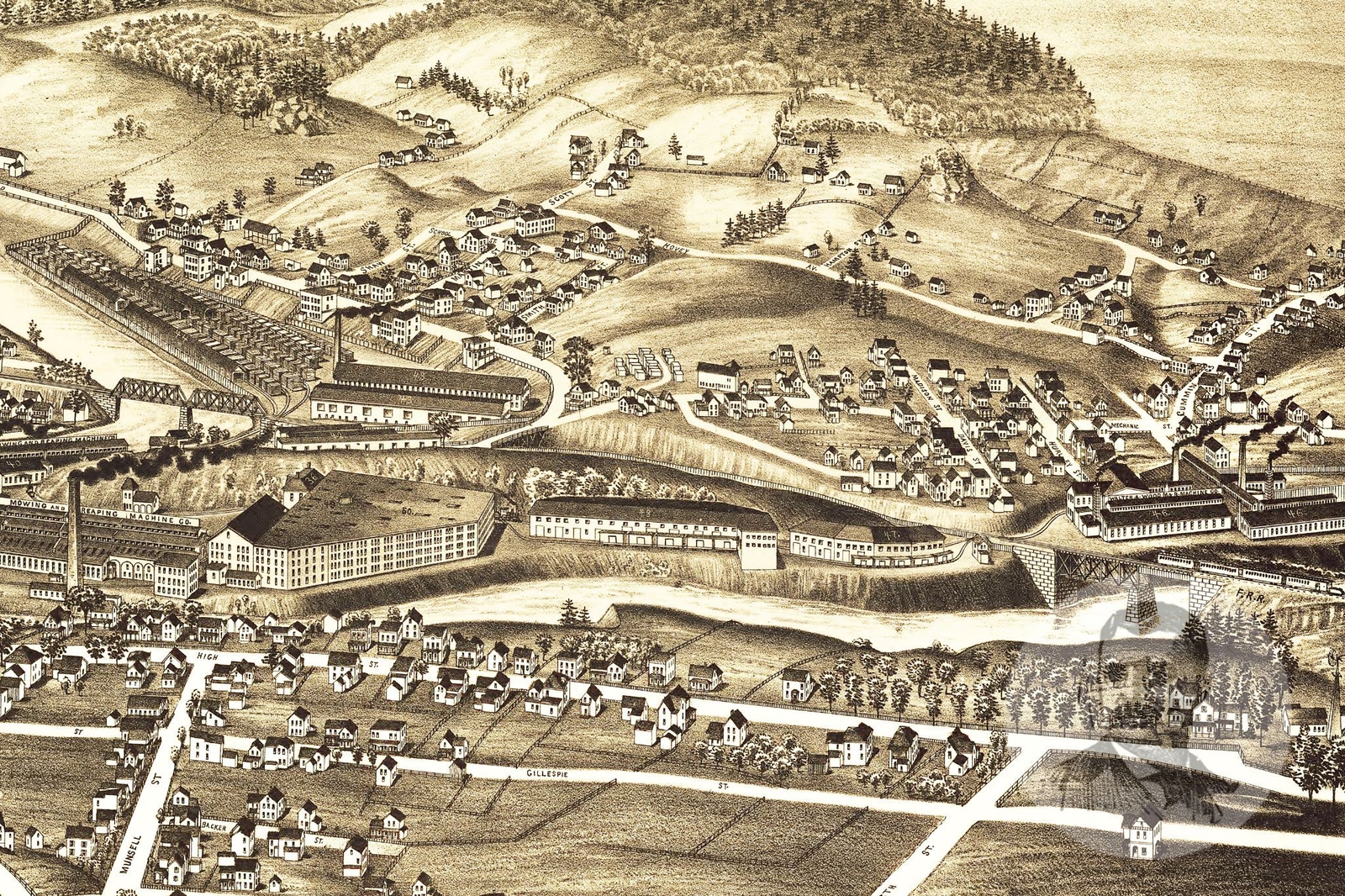 Old Map of Hoosick Falls, NY from 1889 Vintage New York Art, Historic