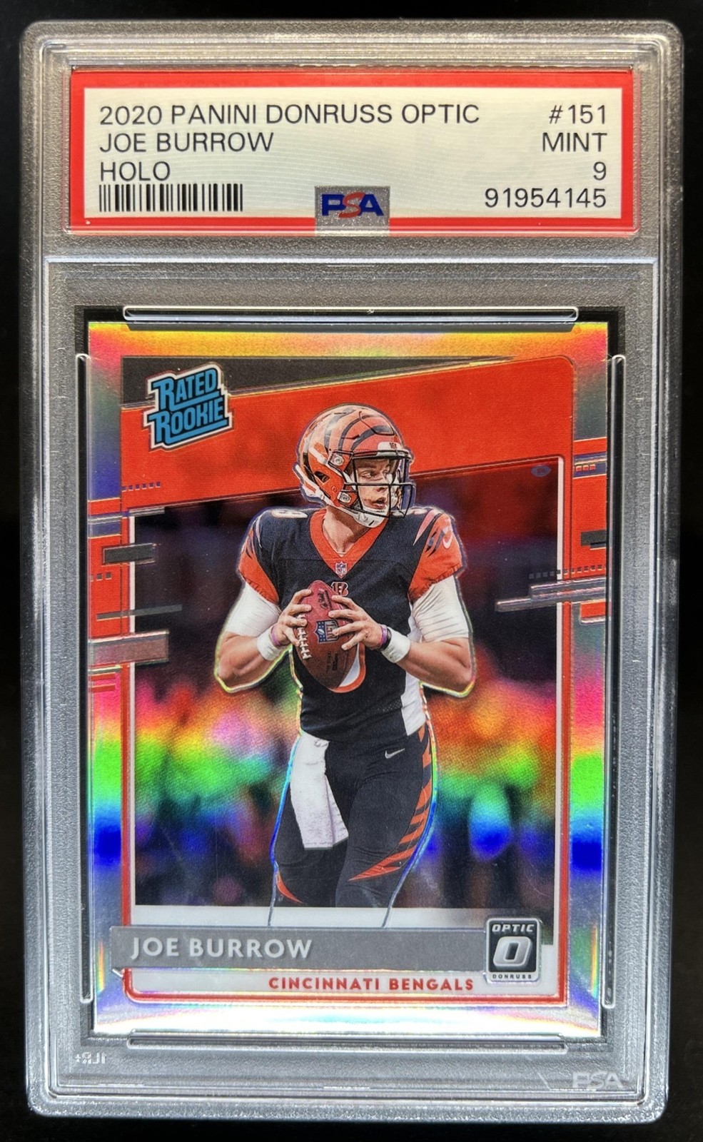 2020 Panini Donruss Optic Joe Burrow Holo Prizm Rookie RC #151 Bengals PSA 9