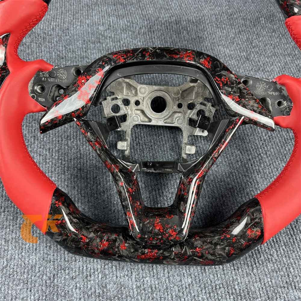 Steering Wheel for Honda Accord 2018-2023 Custom Forged Carbon Fiber Red Leather