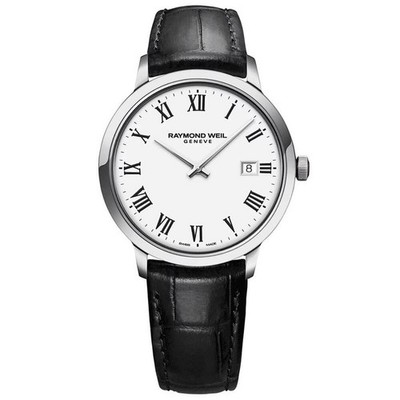 Raymond Weil Toccata Quartz White Dial Black Leather Men's Watch 5485-STC-00300