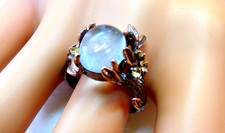 Natural Aquamarine-Peridot Sterling Silver Ring Vine Botanical Size 8