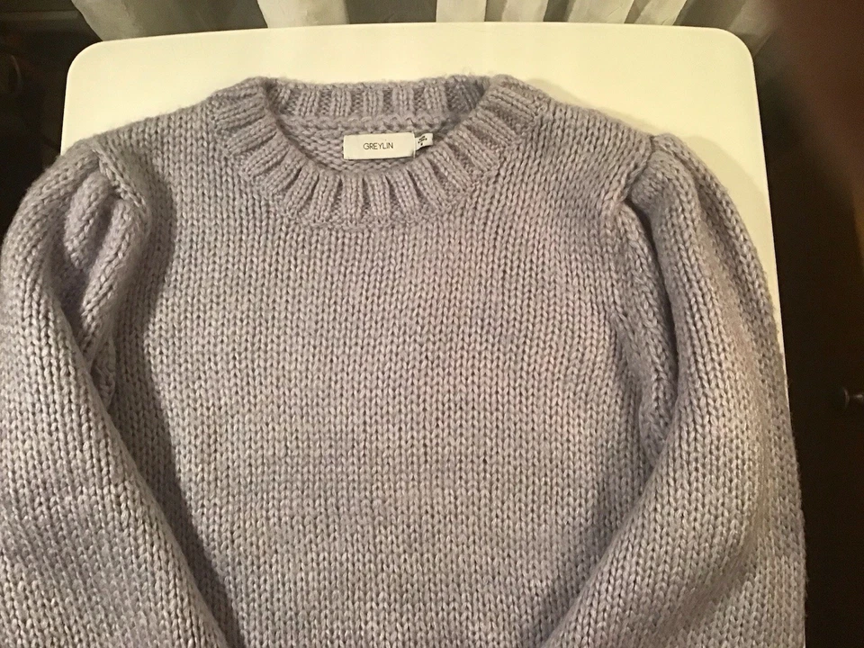 Anthropologie Greylin Dory Grueso Manga Abullonada - Suéter Tejido Mediano  Foto 3 de 4