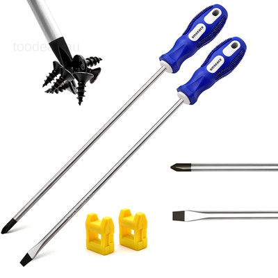 2-Pack 12-Inch Slotted & Phillips Screwdriver Set, Mixed pack, Blue
