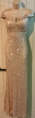 Wunderschönes Neu Pailletten Abendkleid Gr XL 14 Hochzeit Party Cocktails