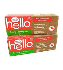 Hello Kids Fluoride Toothpaste Wild Strawberry Natural Flavor  4.2oz PACK OF 2
