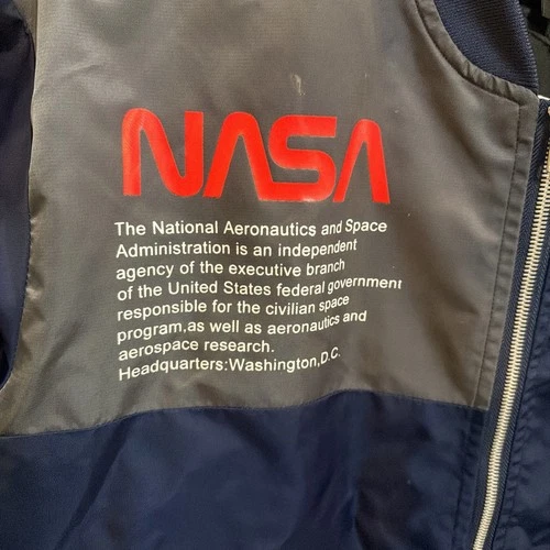 ASSTSERIES NASA Bomber Jacket Black Flight Jacket Space Logo Mens Medium Costume image 2