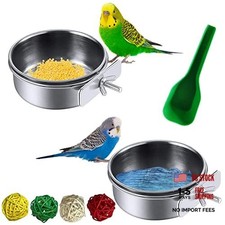 Parrot Feeding Dish Cups,Stainless Steel Bird Food  2 PCS    S:3.9x1.6 Inches  