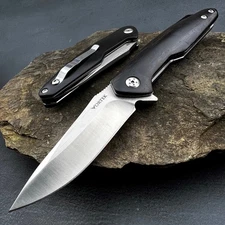 VORTEK GROVE Dark Wood Handles D2 Ball Bearing Flip Blade Folding Pocket Knife