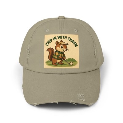 Unisex Distressed Hat Chipping Chipmunk Green Delight