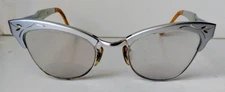 VINTAGE BAUSCH & LOMB ORNATE ALUMINUM-GOLD FRAME CAT EYE EYEGLASSES-BIFOCALS