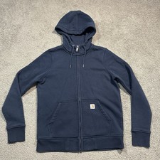 Carhartt Relaxed Hoodie Sweater Womens Medium 8-10 Navy Blue Full Zip Workwear