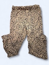 Leopard Print Wide Leg Pants Tan Black Elastic Waist Women's Size Medium