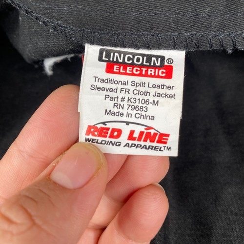 Lincoln Electric FR Welding Jacket Mens Medium Black Snap On Flame Resistant - Picture 10 of 13