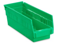 Pack of 24 Plastic Shelf Bins - 4 X 12 X 4", Green