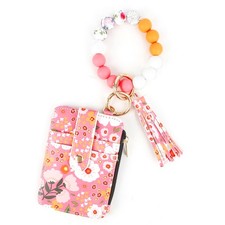 Wristlet Bracelet Keychain Women Wallet Credit Card Holder Tassel Purse Key Ring