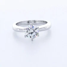 Solitaire Engagement Ring Classic Platinum 1.38 CT Round Lab-Grown Diamond E VS2