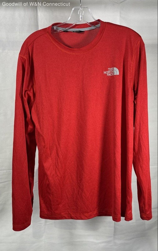 The North Face Men's Red Long Sleeve Performance Shirt Athletic Crew Neck Sz M