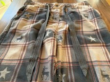 Fat Face PJ Pyjamas Bottoms Size 14 Check Star Stag Design