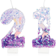 Birthday Candles Number 21 Candle, Butterfly 21st Birthday Decorations for Women