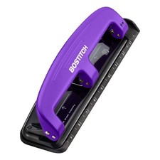 Bostitch Office EZ Squeeze Reduced Effort 3-Hole Punch, 12 Sheets, Purple
