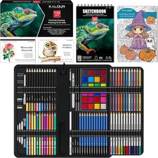 135-Piece Drawing Set with Sketchbook, Art Supplies, and Tutorials for Beginners