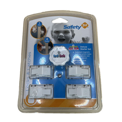 Safety 1st Magnetic Tot Lok Cabinet Lock Locking System 5-Piece Set 4 Locks Key