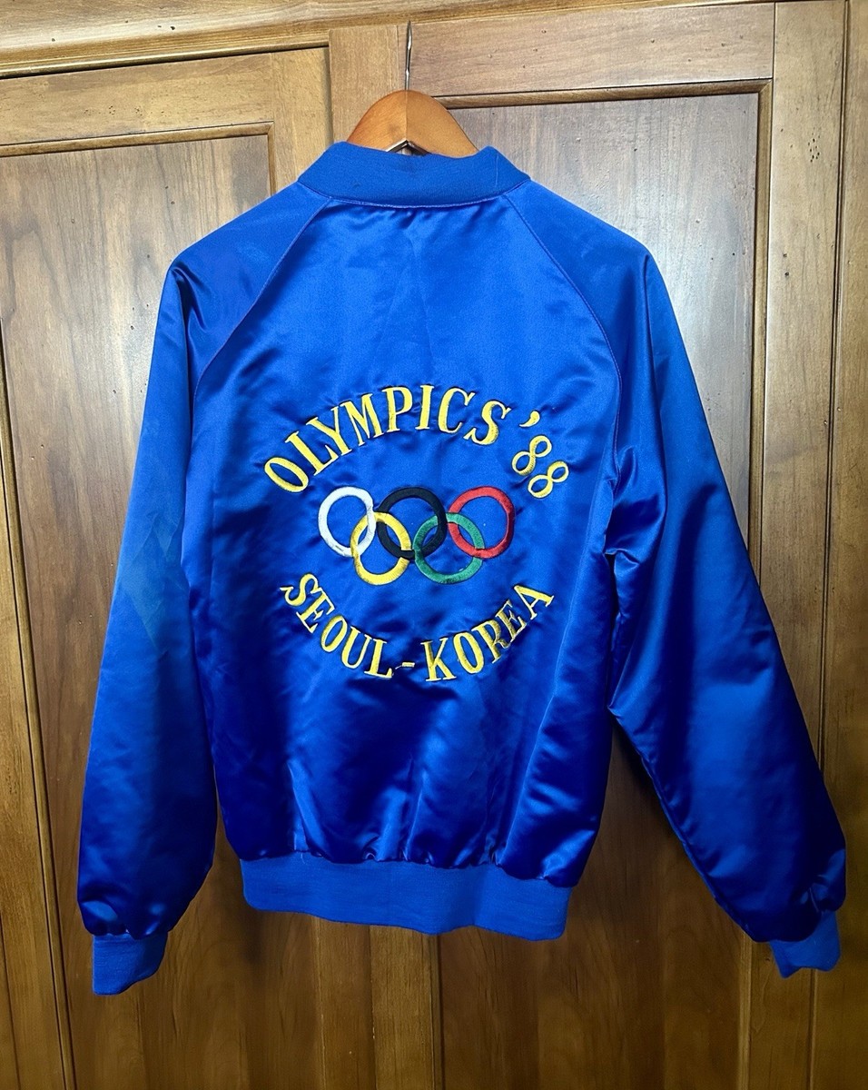 Vintage 1988 Seoul Olympics South Korea NBC Souvenir Jacket Navy