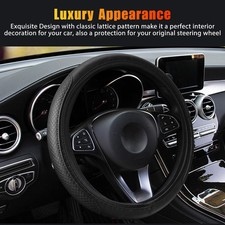 Car Leather Steering Wheel Cover Good Grip Car Accessories For 1537-38cm Black