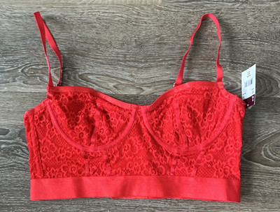 Parade Lace Bustier Underwire Moderate Coverage Lightly Lined Red Juniors Small