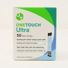 OneTouch Ultra Test Strips 50 Count for Diabetic Blood Glucose Exp. 2026-01-31